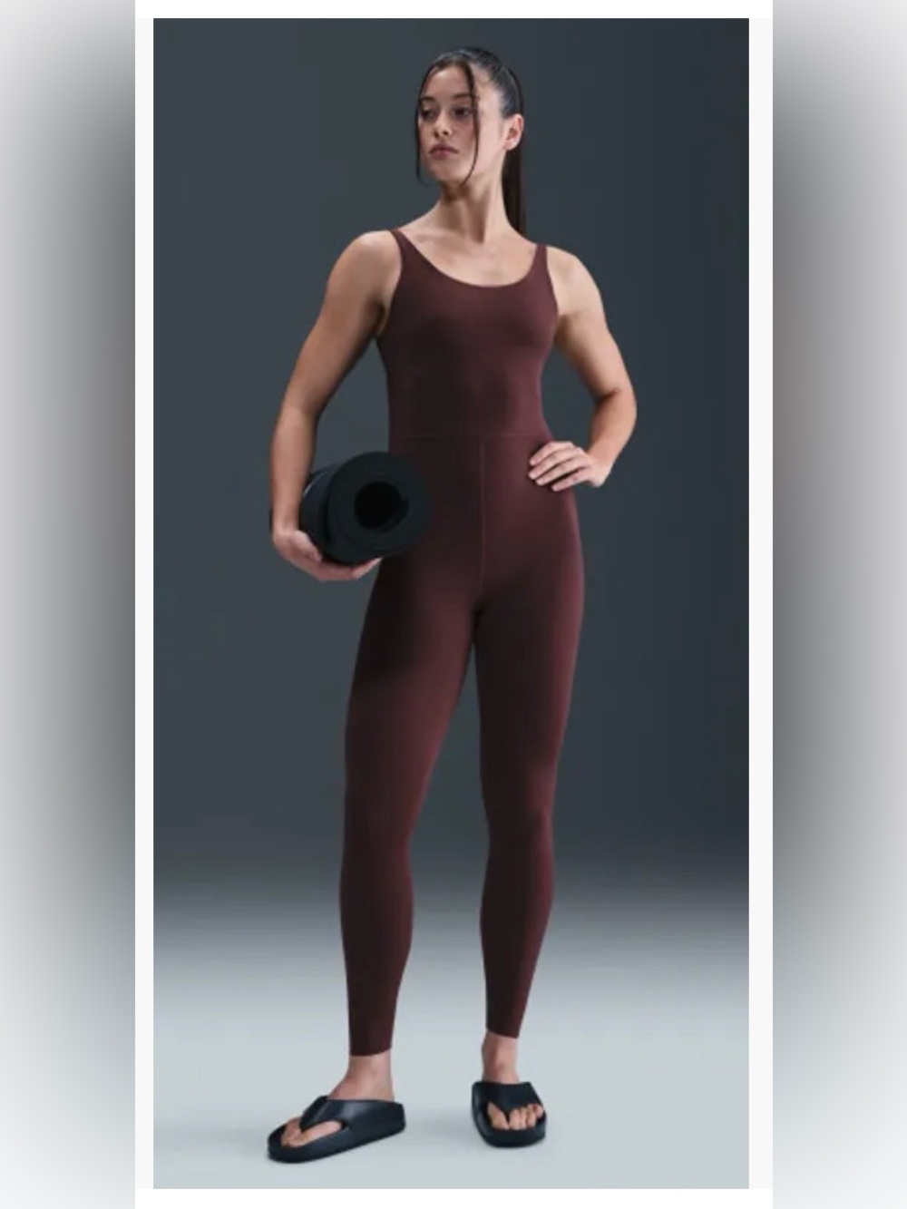 Nike [L] Zenvy DRI-FIT 7/8 Bodysuit Burgundy Crush HJ1084-652
